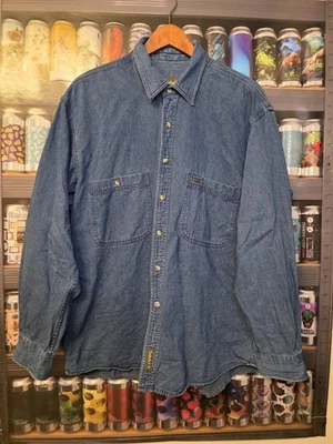 Timberland Mens Large Denim Shirt Long Sleeve Western Blue Vintage Rare - Image 1 of 4