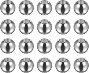 HARFINGTON 40 Stck. Perlen 8 mm Edelstahl 4 mm Lochdurchmesser Perle 8 mm x 4 mm, Silber - Bild 1 von 6