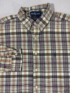 Herren Ralph Lauren Langarm Hemd XL Grün Lila D27 - Bild 1 von 6