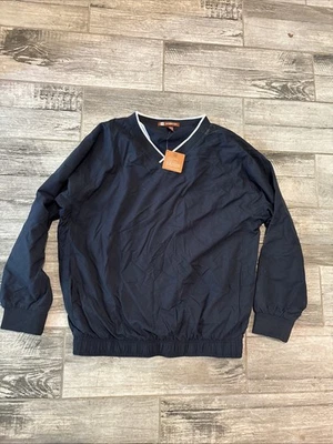 Jaqueta Harriton pull over quebra-vento tamanho médio masculina azul marinho branca NOVA - Imagem 1 de 4