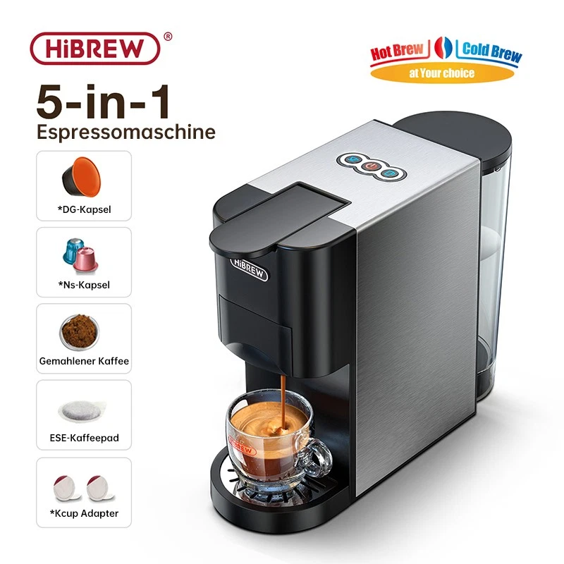 H3A HiBREW Machine à café 5 en 1, expresso à capsules, Dolce, lait, Nespresso, ESE
