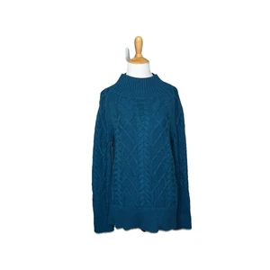 Talbots Teal Green Cable Knit Funnel Neck Sweater Size XS Womens New NWT - Picture 1 of 6
