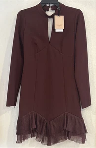 Twinset Milano Womens Party Dress Plum Wine Long Sleeve Size Tag 42 - Picture 1 of 15