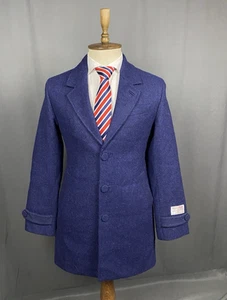 NEUWERTIG! Harris Tweed Herren Wollmantel blau isoliert Größe 46 R - Bild 1 von 14