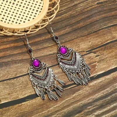 Gorgeous Women Ancient Silver Bohemian Earrings Heart Arrow Sunflower 1498 - Image 1 of 4