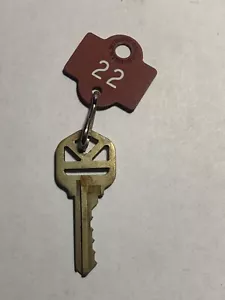 Vintage College Dorm room Hotel Motel Room Key Fob with Key #22 - Picture 1 of 2