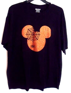 Gildan Black T Shirt Disney Halloween Mickey Mouse Women Glitter Size 2XL NWOT - Picture 1 of 8