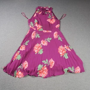 Review Womens Maxi Dress 12(AU) Medium Red Floral Pleated Halter Sleeveless - Picture 1 of 9