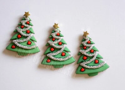 3 Decorated Christmas Tree Flat Back Embellishments / Jesse James ~ Dress It Up - Image 1 of 2