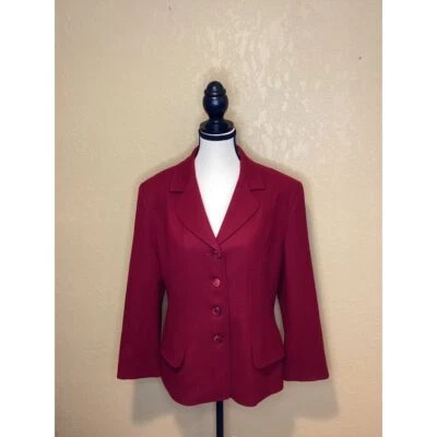 Red 100% Wool Oleg Cassini Vintage blazer, size 12 Petite - Image 1 of 4