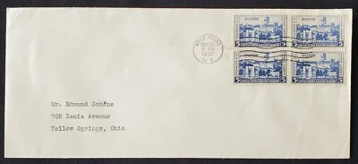 1937 West Point Army New York Postmark First Day Cover 4x 5c Stamps + Envelope - Image 1 of 2