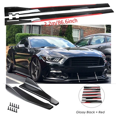 Gloss Black Red Side Skirt For Jaguar F-Type XE Rear Bumper Chin Lip Spats Body Foto 1 de 4
