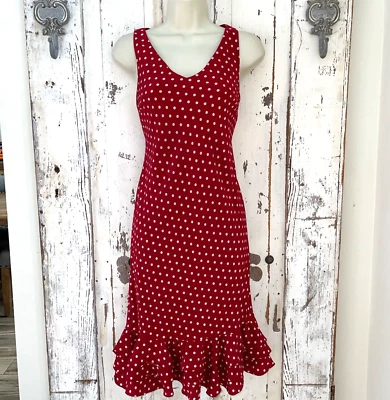 Evan Picone Size 4 Woman's Red White Polka Dot Ruffle Classy Dress - Image 1 of 4