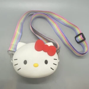 Hello Kitty Coin Purse Zip Closure Pastel Rainbow Strap - Picture 1 of 5