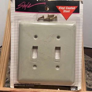 De colección Nuevo Vinilo Recubierto Acero ☼ Doble Luz Interruptor Cubierta Placa de Pared 4x4 - Imagen 1 de 3