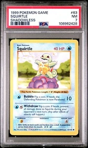 Juego Pokémon 63 SQUIRTLE 1999 Shadowless, PSA 7, casi nuevo - Imagen 1 de 3