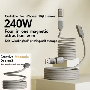 1.2M 240W Magnetyczny kabel szybkiego ładowania 4w1 do telefonu komórkowego USB typu A-C / C-C Multi kabel ładujący - Zdjęcie 1 z 11