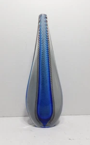 Vintage Art Glass Vase, Blue Twists Signed by Julio Santos, Australia, 1997 - Picture 1 of 8