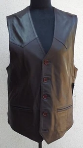 He-Lederweste, neu, Gr.50, Lammnappa, braun, gefüttert, 3 Taschen, Knöpfe,RL 65 - Bild 1 von 5