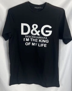 Dolce Gabbana Black Men T shirt Logo Print Size Small/Medium(38) - Picture 1 of 5