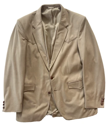 mens tan Vintage Western blazer jacket sport suit coat faux suede moleskin 42L - Image 1 of 4