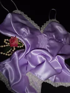 XL Glossy Satin Cami Lavender Empire Lavender - Picture 1 of 5