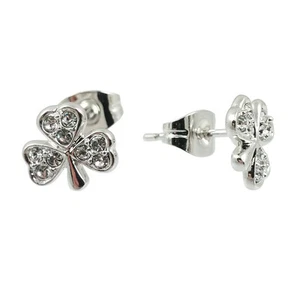 Fashion Jewelry - 18k White Gold Plated Clover Stud Earrings (FE316) - Picture 1 of 1