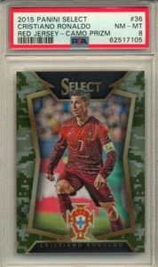 2015 Panini Select 36 Cristiano Ronaldo Red Jersey Camo Prizm PSA 8 - Picture 1 of 1