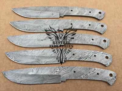Lot of 5 Damascus Steel Blank Blade Knife For Knife Making Supplies (SU-134) - Image 1 of 4
