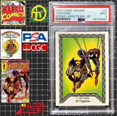 1990 Marvel Comic Images Spider-Man Team-Up - #22 Spidey Wolverine - PSA 9 MINT - Image 1 of 4