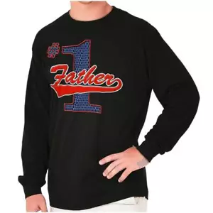 Sports Number 1 Father Day Family Dad Love Long Sleeve T Shirts Tees For Men - Picture 1 of 7