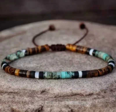 Brazalete Premium Árbol Ágata Ojo de Tigre Piedra Sanación Reiki Unisex Regalo Foto 1 de 4