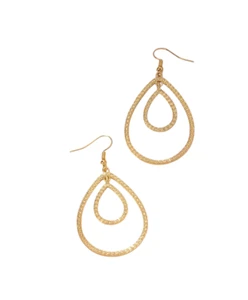 Double Droplet Design Dangle Earrings - Picture 1 of 2