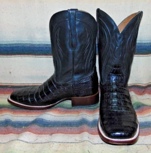 Mens Rujo The Rosco Black Caiman / Leather Cowboy Boots 11 E Excellent Used Cond - Picture 1 of 6