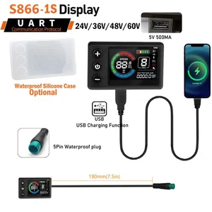 EBike 24V/36V/48V/60V S866-1S Color Display Speed Meter Control Panel w/Charging - Picture 1 of 19