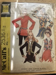 McCalls 2536 Muster Bluse Top Jacke Weste Misses Gr. 12 ungeschnitten Vintage 1970 - Bild 1 von 2