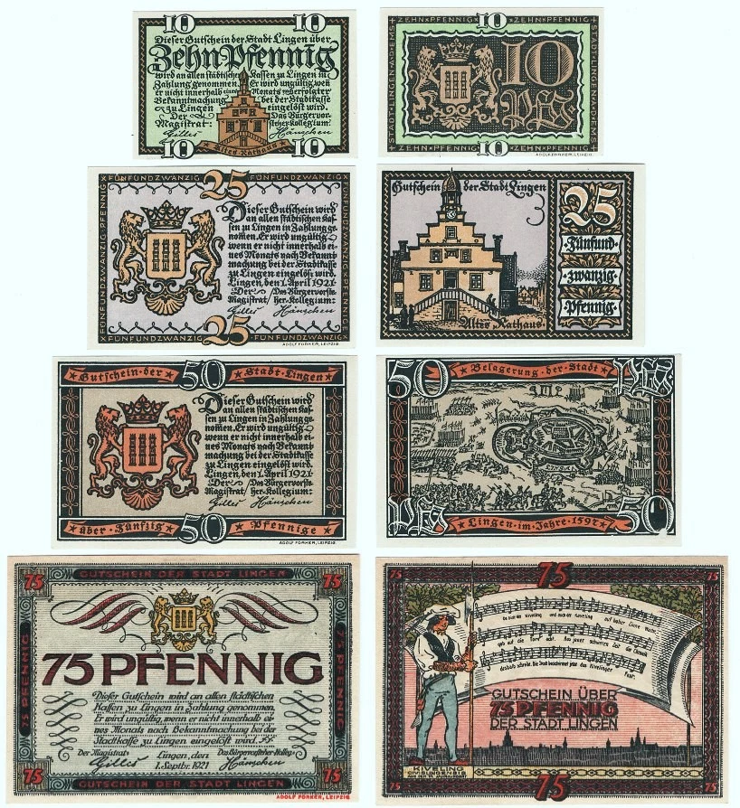 🍀LINGEN ✰ Wappen • Rathaus • Kivelinge ✰ Notgeld-Lot für SAMMLER - Bild 1 von 1