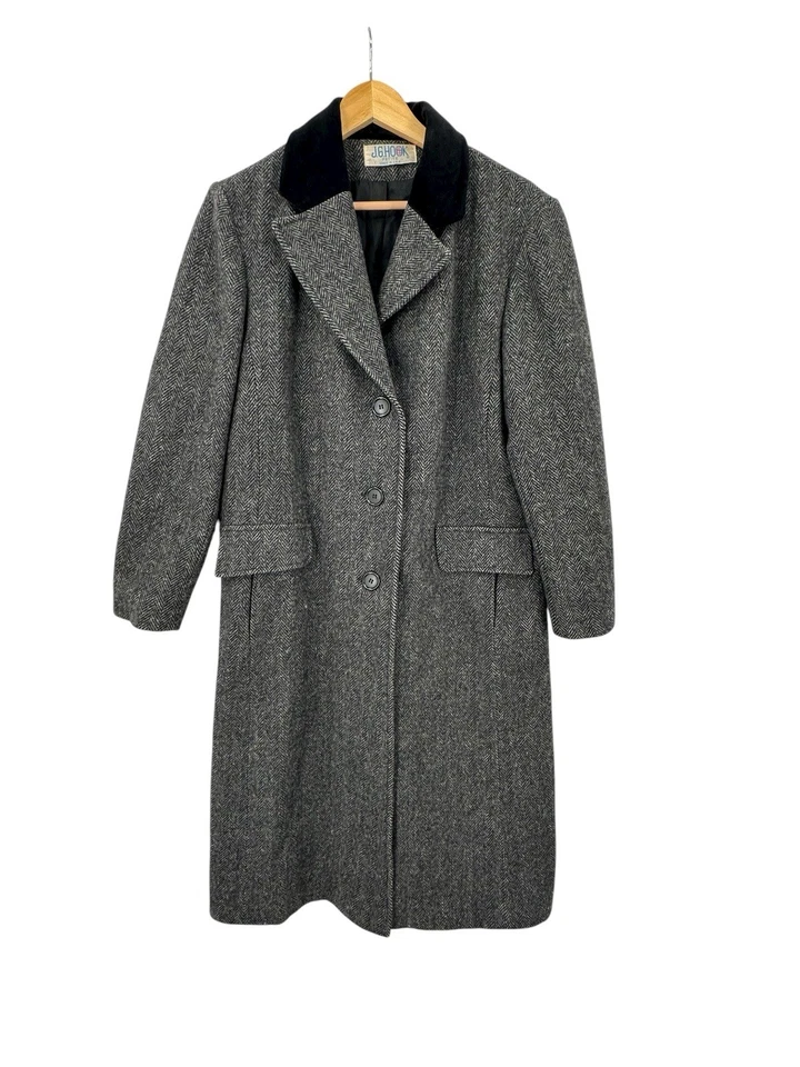 Abrigo Vintage JG Gancho Mujer PL Tweed Lana Clásico Grapa Esencial Dinero Antiguo Foto 1 de 4