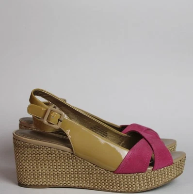 Alpargata Joan & David Walbridge tacón de cuña charol/gamuza rosa nude 9M Foto 1 de 4