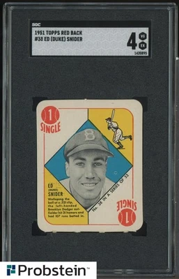 1951 Topps espalda roja #38 Ed Duke Snider Brooklyn Dodgers Salón de la fama SGC 4 en muy buena condición-excelente Foto 1 de 2