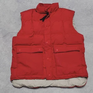 Vintage Eddie Bauer Quilted Goose Down Puffer Vest Mens LARGE Red Made In USA - Picture 1 of 12