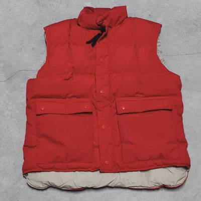 Vintage Eddie Bauer Quilted Goose Down Puffer Vest Mens LARGE Red Made In USA - Image 1 of 4