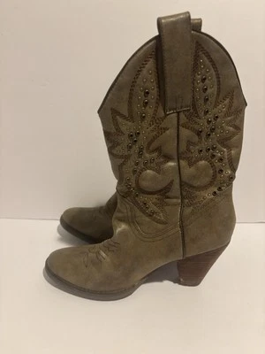 Very Volatile 靴子女式 7.5 洛杉矶女牛仔西部棕色皮革 — 第 1/4 张图片