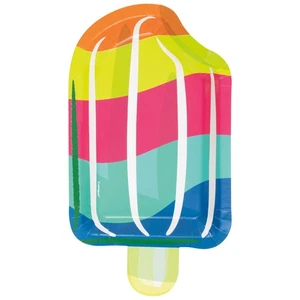 Popsicle Shaped Dessert Paper Plates 8 Count Birthday Party Decor Summer Pool - Picture 1 of 1