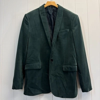 Express Mens Slim Classic Velvet Holiday Blazer Size 40R Green Wedding Event - Image 1 of 4