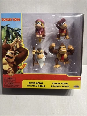 Jakks Pacific Nintendo Donkey Kong 2 1/2'' Figure 4pk Toy Set Diddy Cranky Dixie - Image 1 of 4