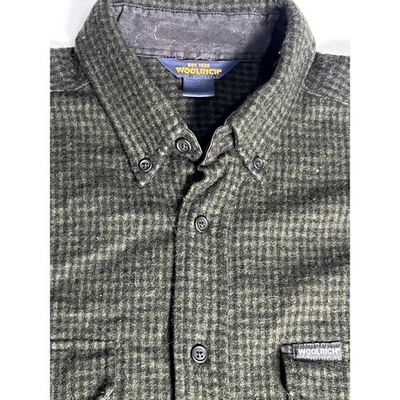 Woolrich Mens Loden Black Plaid Wool and Nylon Button Up Size Large - Image 1 of 4