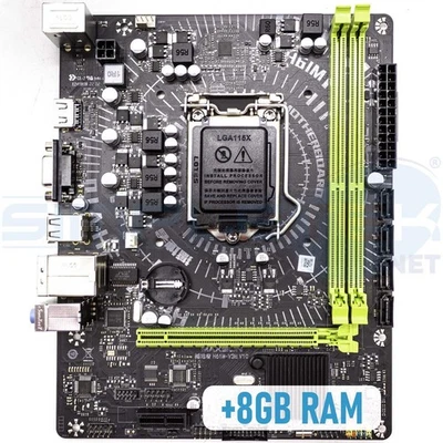 Carte Mère H61M Micro-ATX MATX 8GB RAM LGA 1155 Seconde Troisième Gén I3 I5 I7 - Photo 1/4