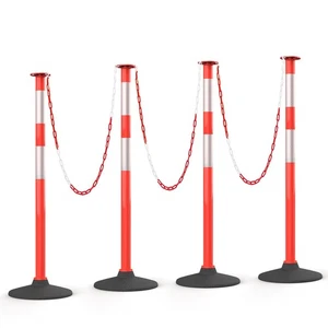 4 Pack 34 Inches Traffic Delineator Posts with Weighted Rubber Base, Portable... - Picture 1 of 9