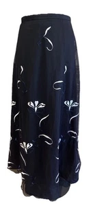 Chetta B Women 14 Black floral embroidered tulle maxi skirt C - Picture 1 of 8